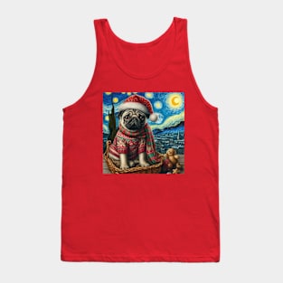 Christmas Pug - Van Gogh Style Tank Top